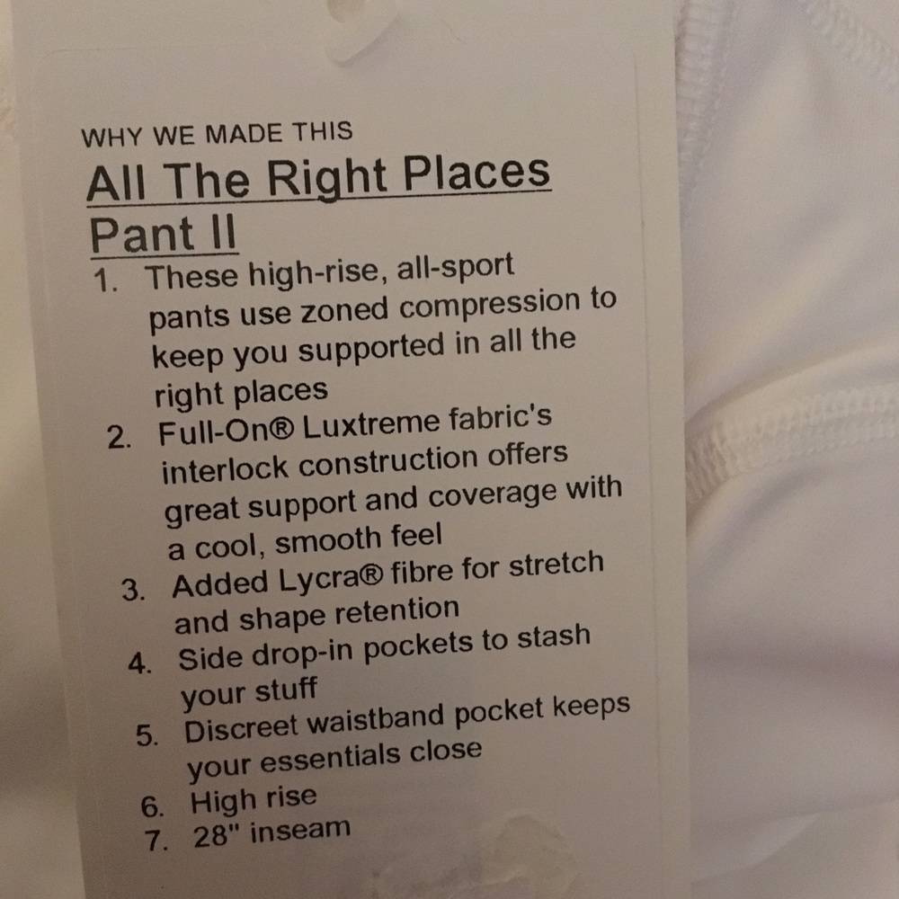 Lululemon All The Right Places Pant II White NWT - Picture 5 of 5